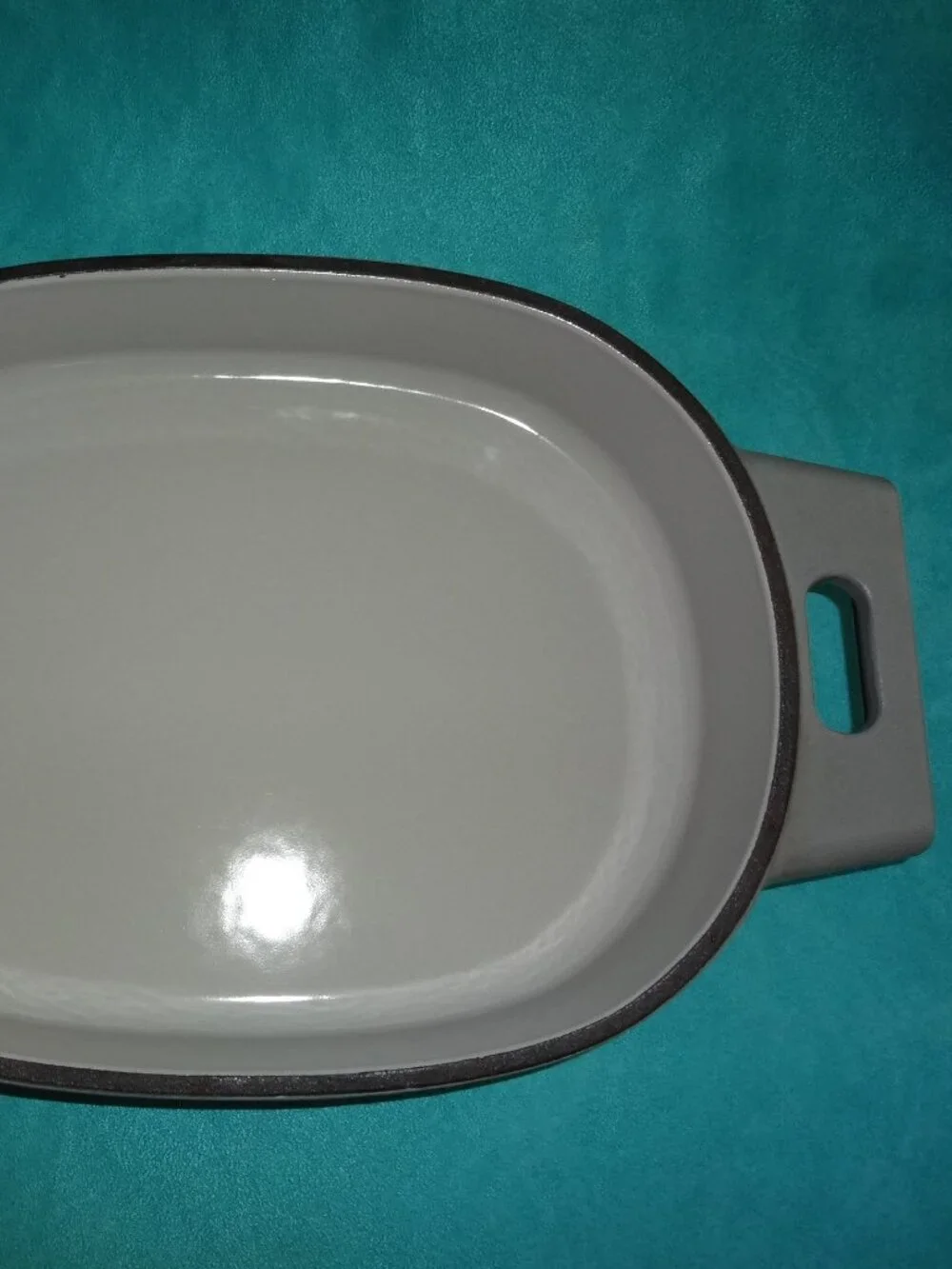 Pampered Chef Gray 1 Quart Enameled Heavy Cast Iron Baker w Handles 10
